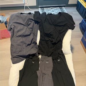 Women's Black and Gray Scrub Set